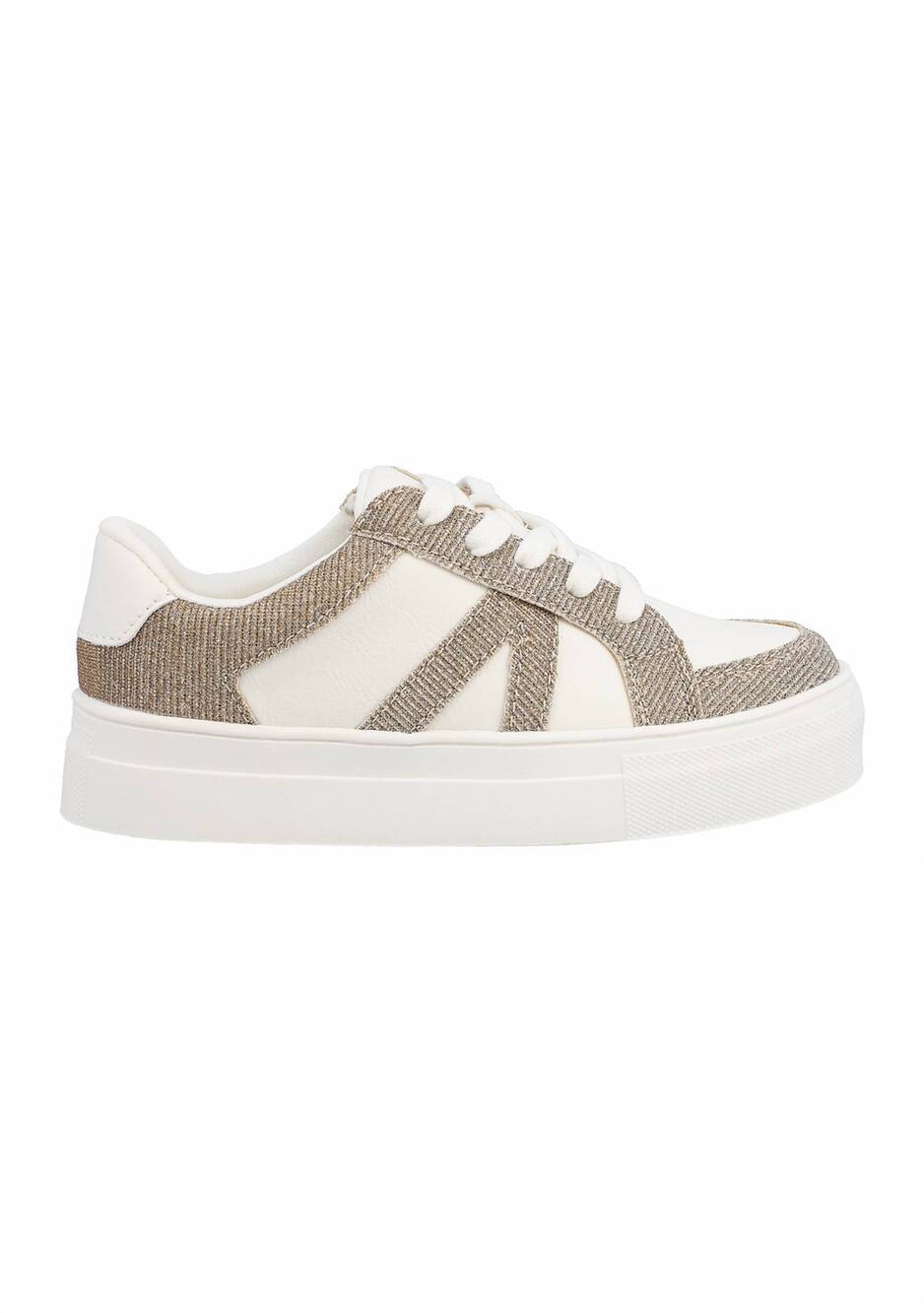 NEW MIA SHOES girl's anela platform sneakers in white/gold